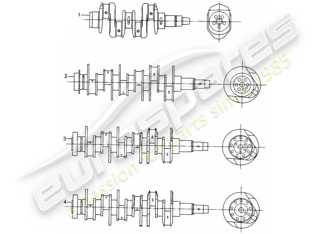 porsche 1993 (refurbished and exchange catalogue) diagramme de pièce de vilebrequin