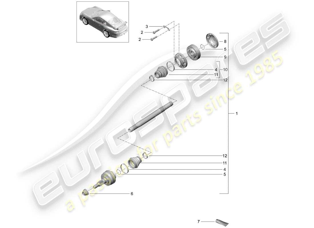 porsche 2017 (991-2 r/gt3/rs) arbre de transmission schéma des pièces