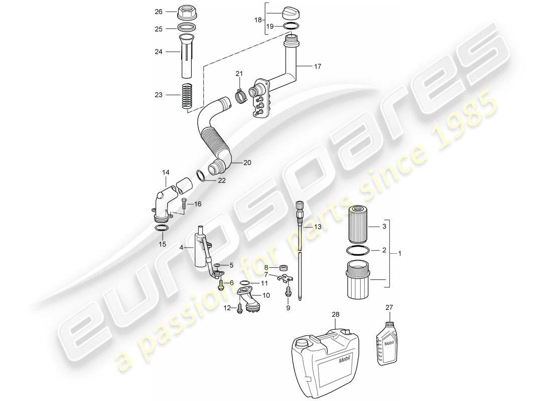 porsche 2006 (987 boxster) lubrification du moteur schéma des pièces