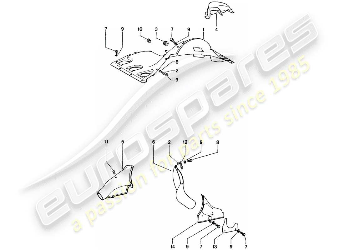 porsche 1976 (914) diagramme des pièces du conduit d'air
