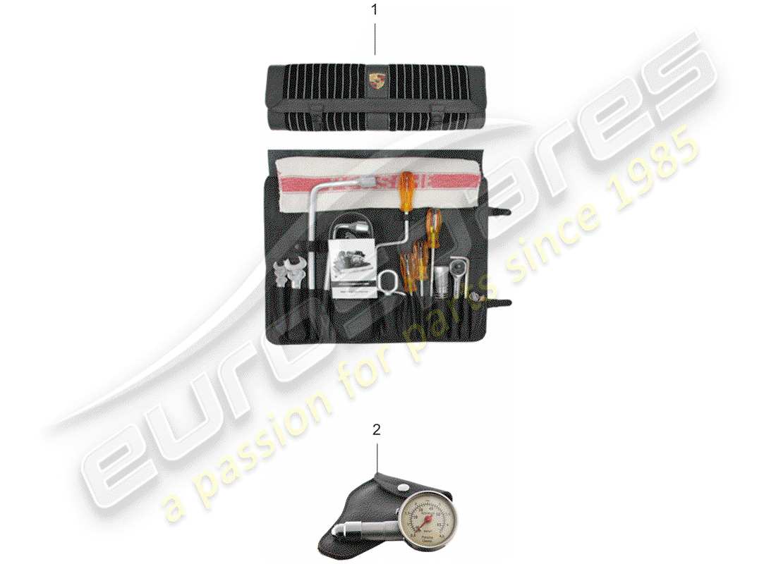 porsche 1986 (911) sac à outils schéma des pièces