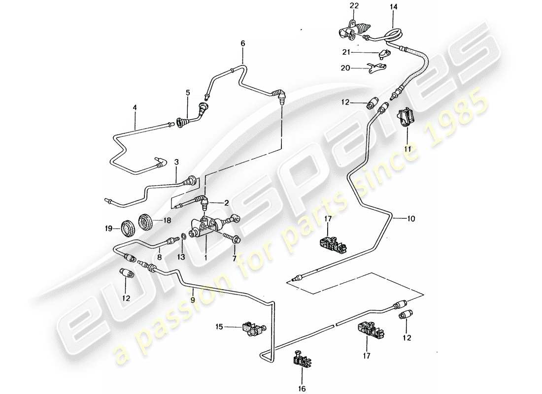 porsche 2004 (996) embrayage hydraulique - fonctionnement - maitre-cylindre d'embrayage - ligne de tube/tuyau schéma des pièces