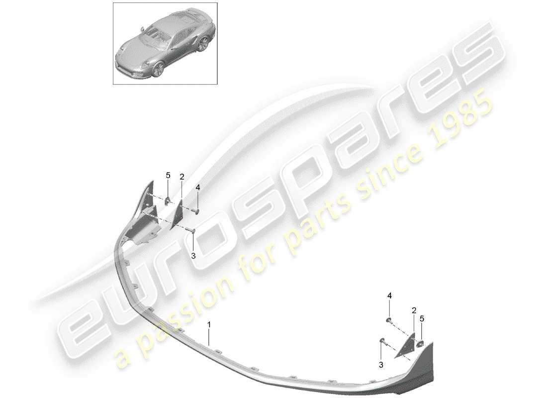 porsche 2014 (991-1 turbo) spoiler avant schéma des pièces