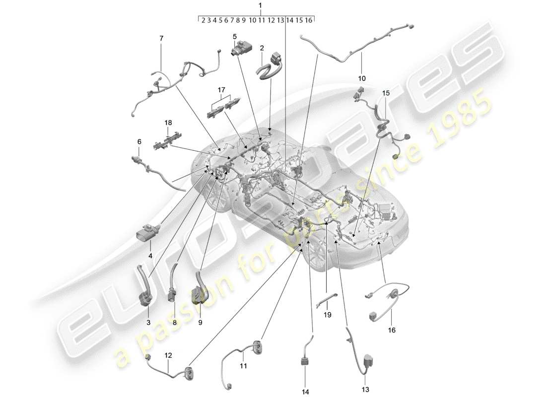 porsche 2014 (981 boxster) faisceaux de câbles schéma des pièces
