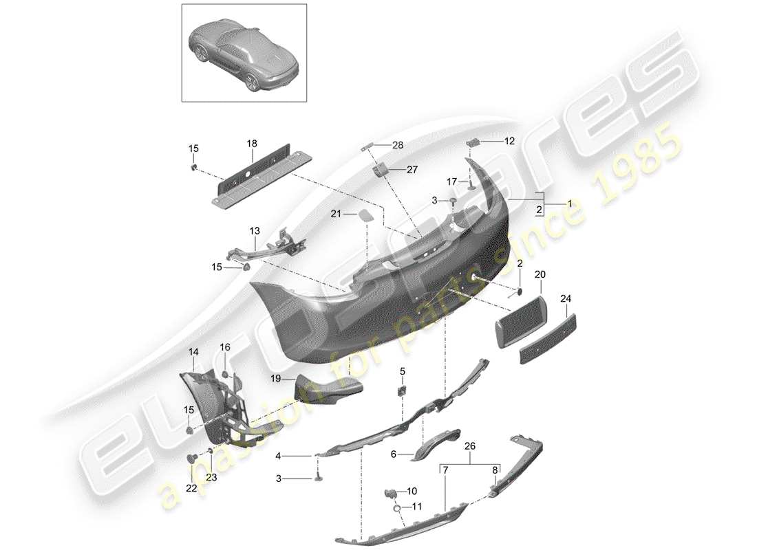 porsche 2015 (981 boxster) schéma des pièces du pare-choc