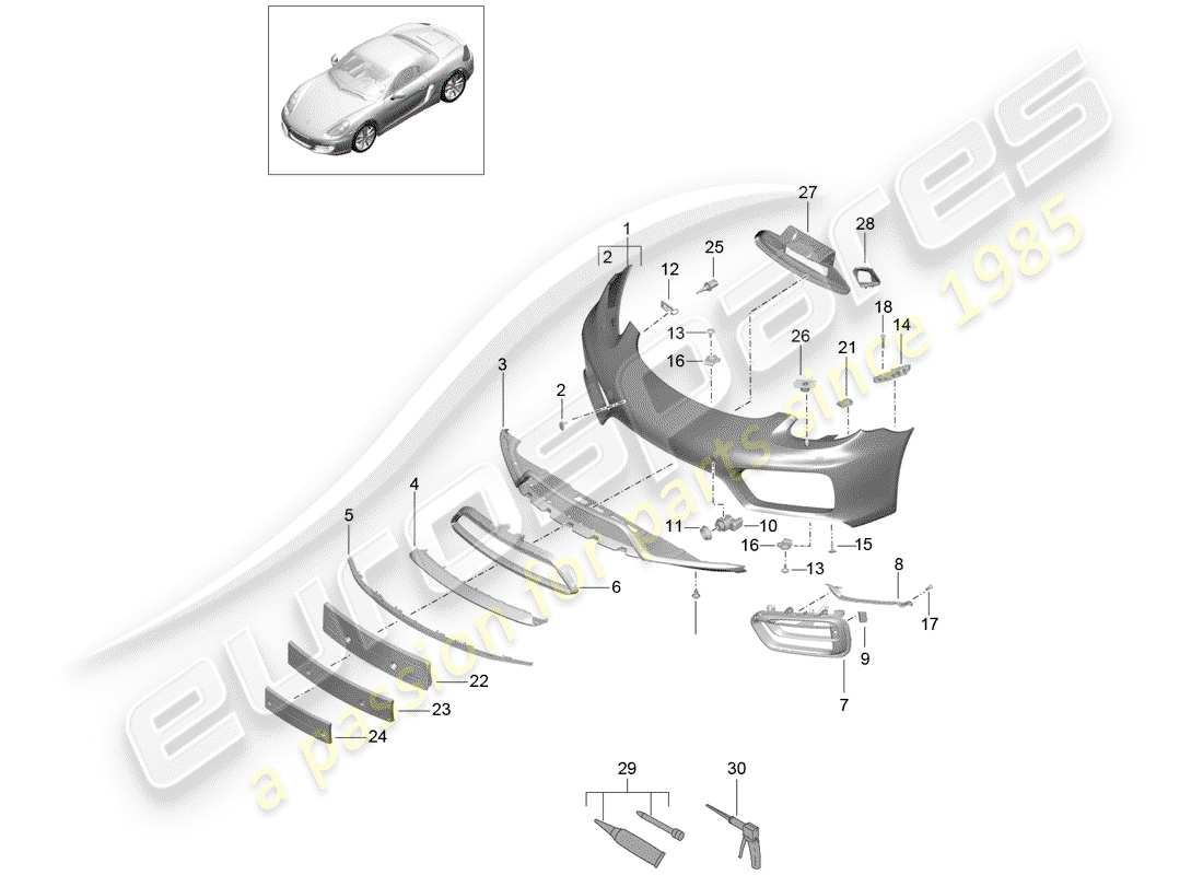 porsche 2015 (981 boxster) schéma des pièces du pare-choc