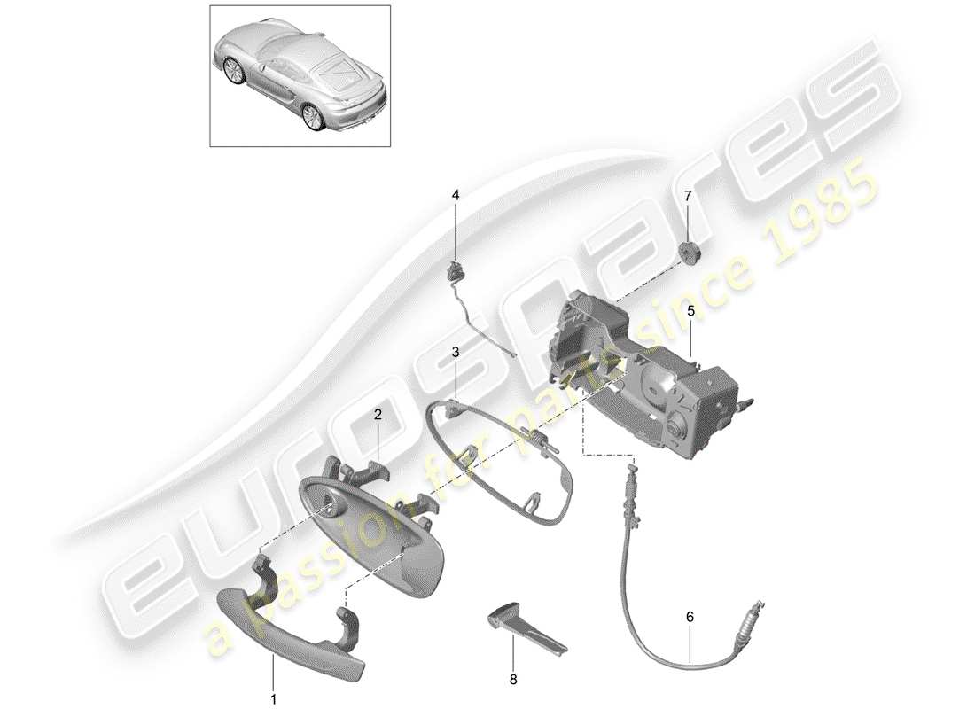 porsche 2016 (981 cayman gt4) poignée de porte schéma des pièces