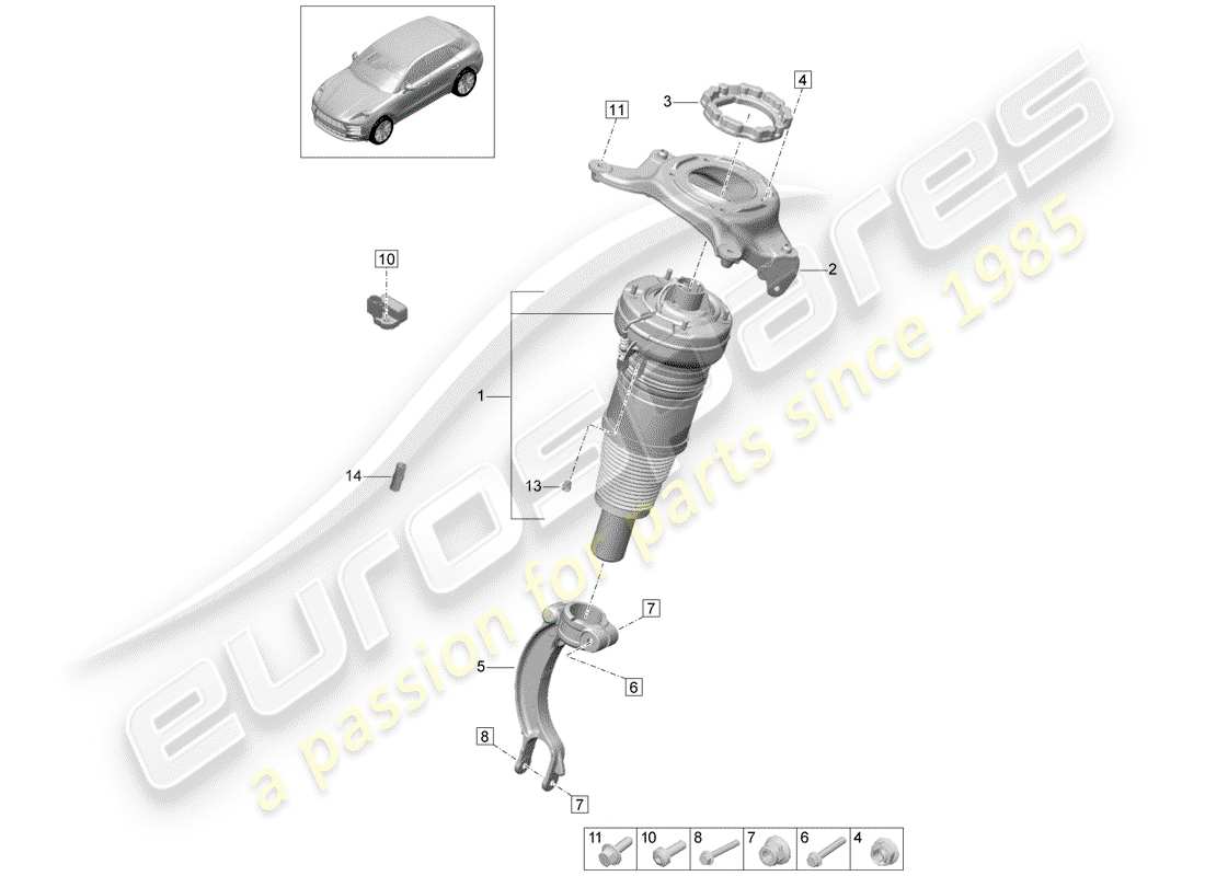 porsche macan (2020) suspension pneumatique schéma des pièces
