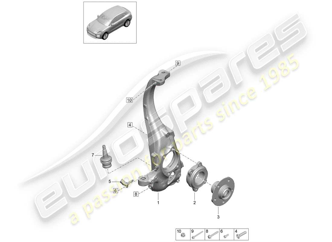 porsche 2019 (macan) roulement de pivot schéma des pièces