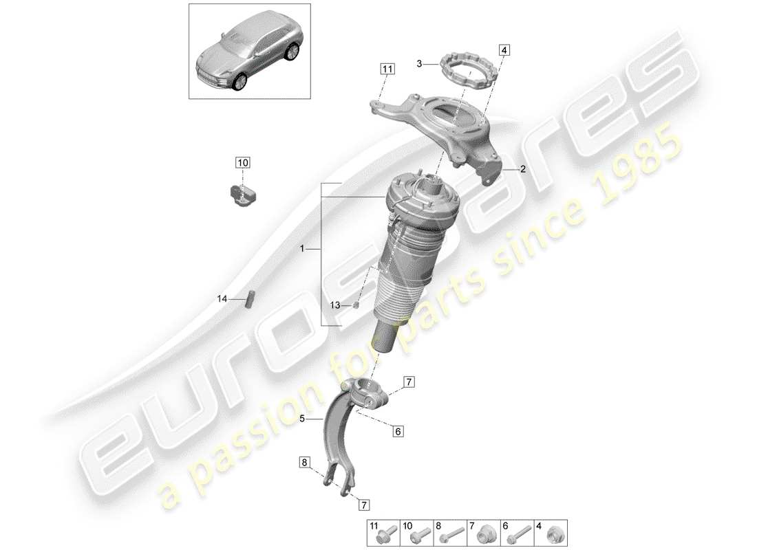 porsche 2019 (macan) suspension pneumatique schéma des pièces