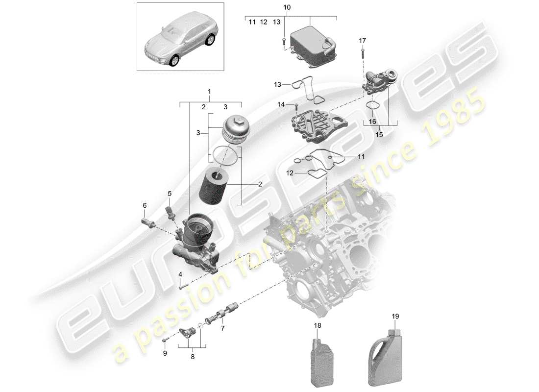 porsche 2014 (macan) filtre à huile schéma des pièces