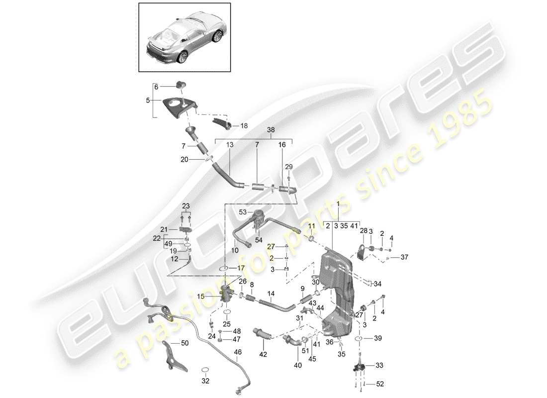 porsche 991r/gt3/rs (2020) moteur (presse à huile./lubrica.) schéma des pièces