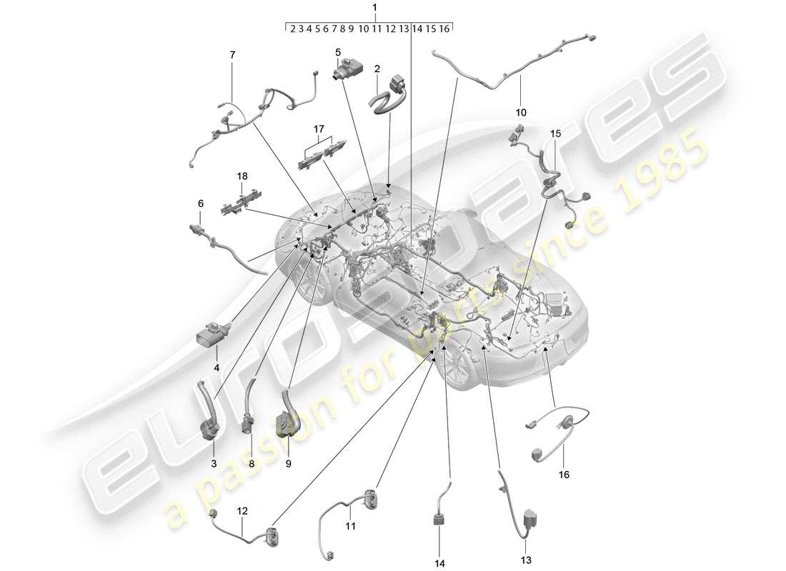 porsche 2015 (981 boxster) faisceau de câblage schéma des pièces