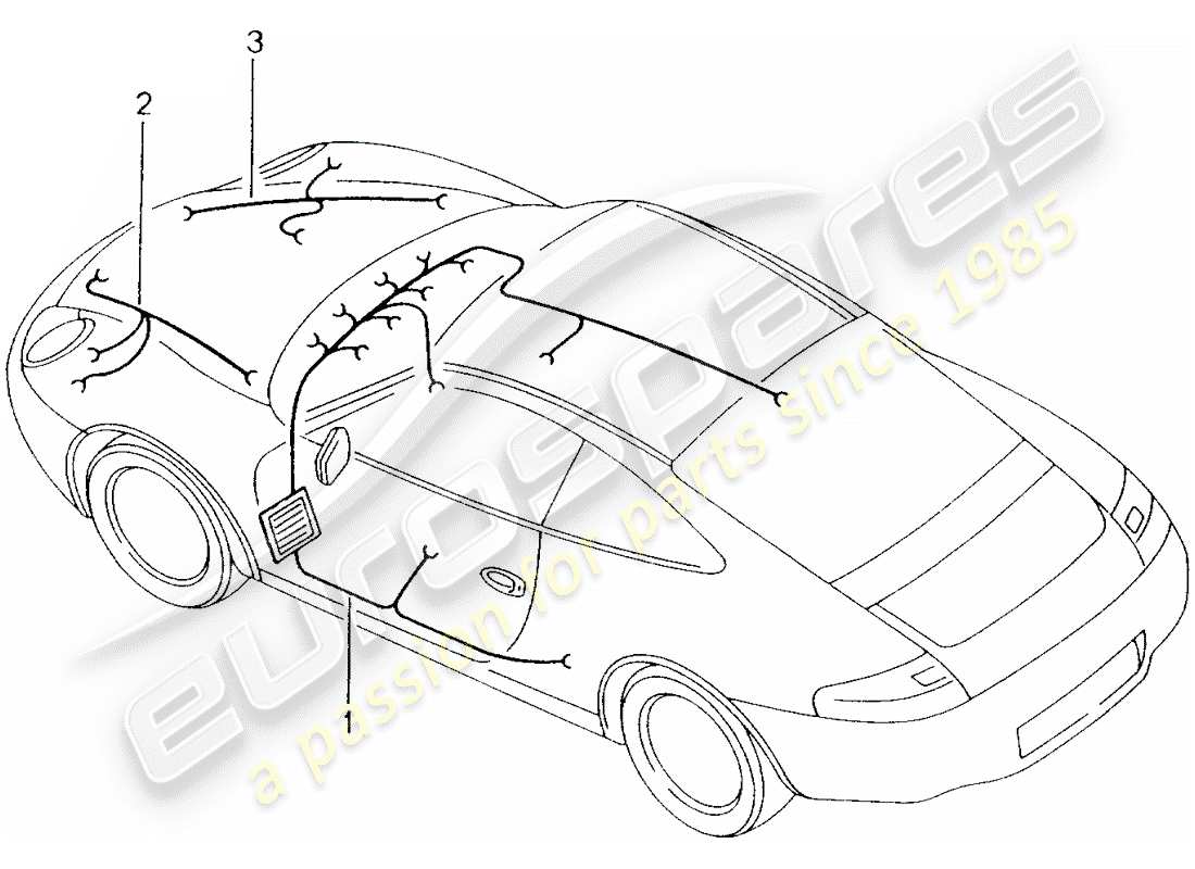 porsche 2001 (996) faisceau de cablage - habitacle - boite a gants - avant - kit de reparation - syst. antiblocage des freins. -abs- - indicateur d'usure de plaquettes de frein - essieu avant schéma des pièces