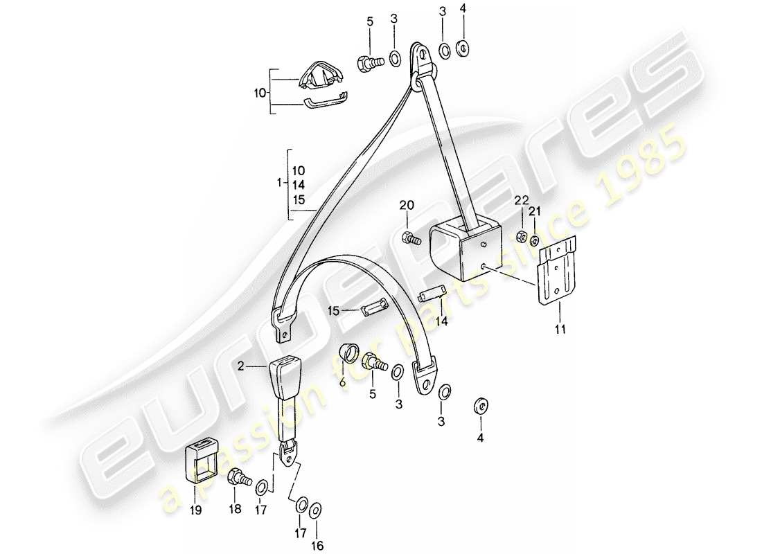 porsche 1987 (959) ceinture de sécurité schéma des pièces