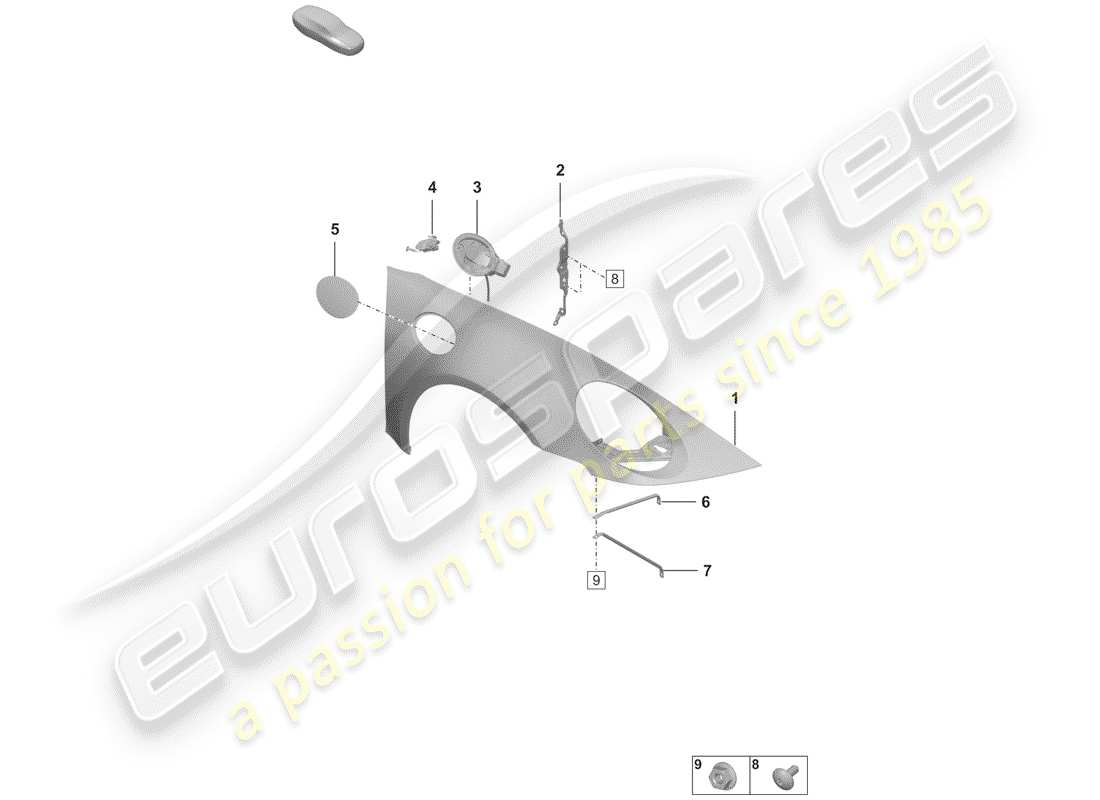 porsche 2019 (992-1) diagramme des pièces fender