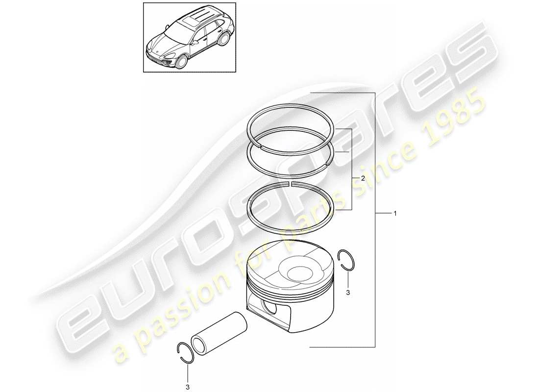 porsche 2018 (cayenne e2 92a) piston schéma des pièces
