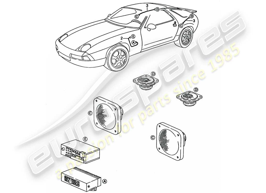 porsche 1993 (928) harnais - haut-parleur schéma des pièces