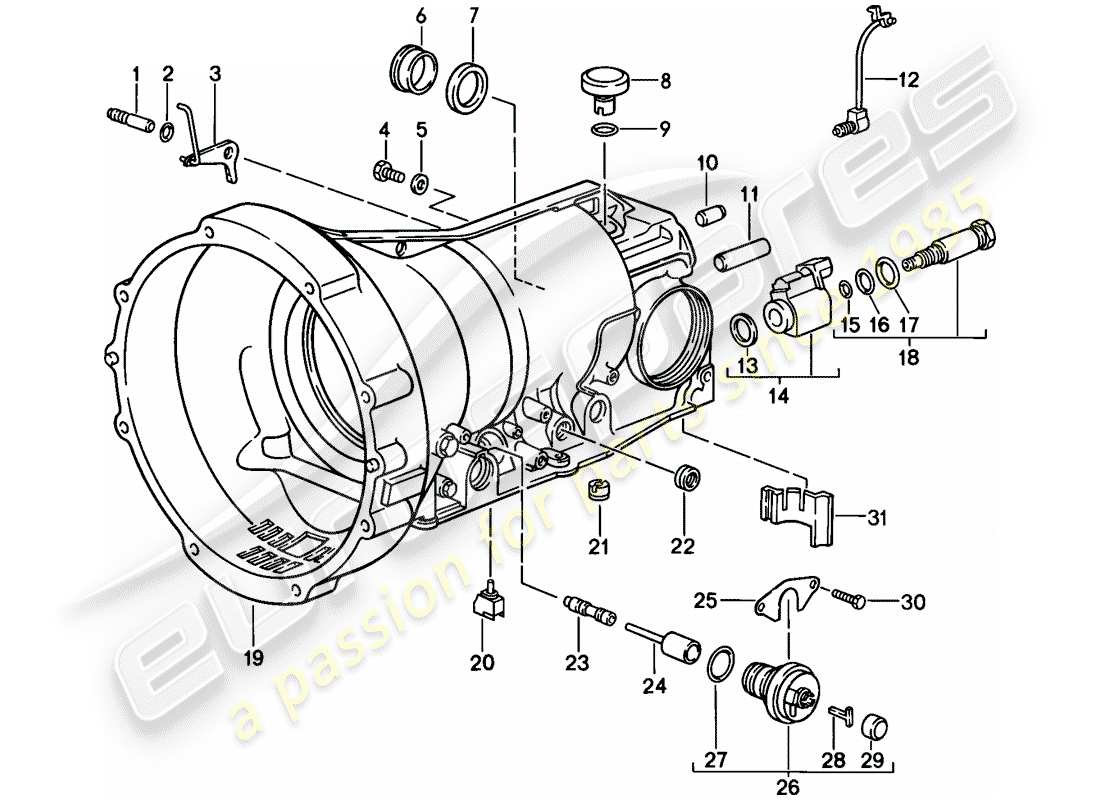porsche 1983 (928) transmission automatique - carter de transmission - accessoires schéma des pièces