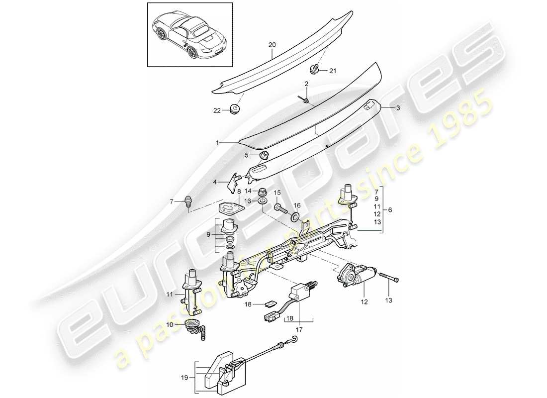 porsche 2009 (987 boxster) spoiler arrière schéma des pièces