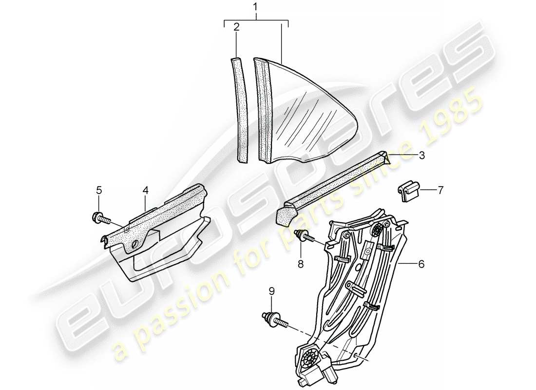 porsche 2012 (997-2) fenêtre latérale schéma des pièces
