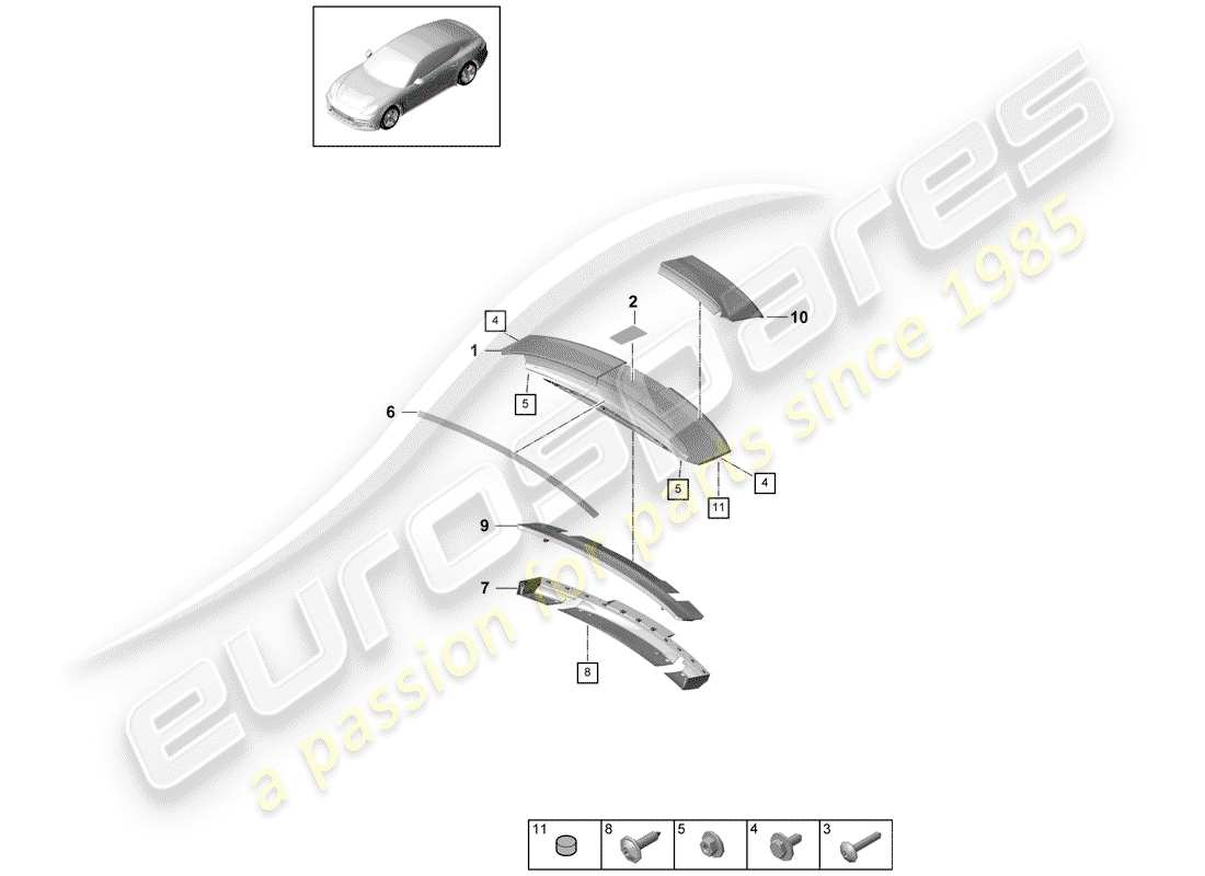 porsche 2017 (panamera 971-1) spoiler arrière schéma des pièces