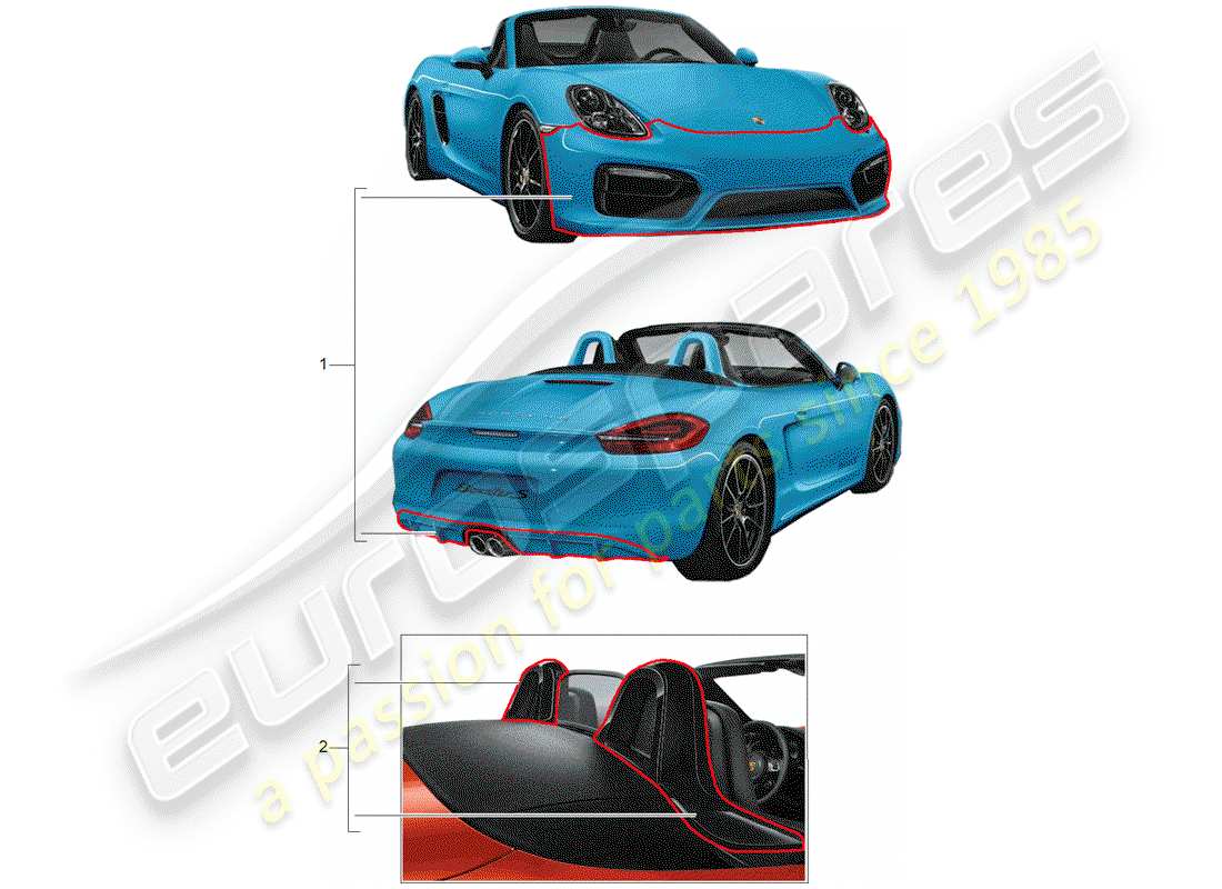porsche 2017 (tequipment 98x/99x) package design sport schéma des pièces