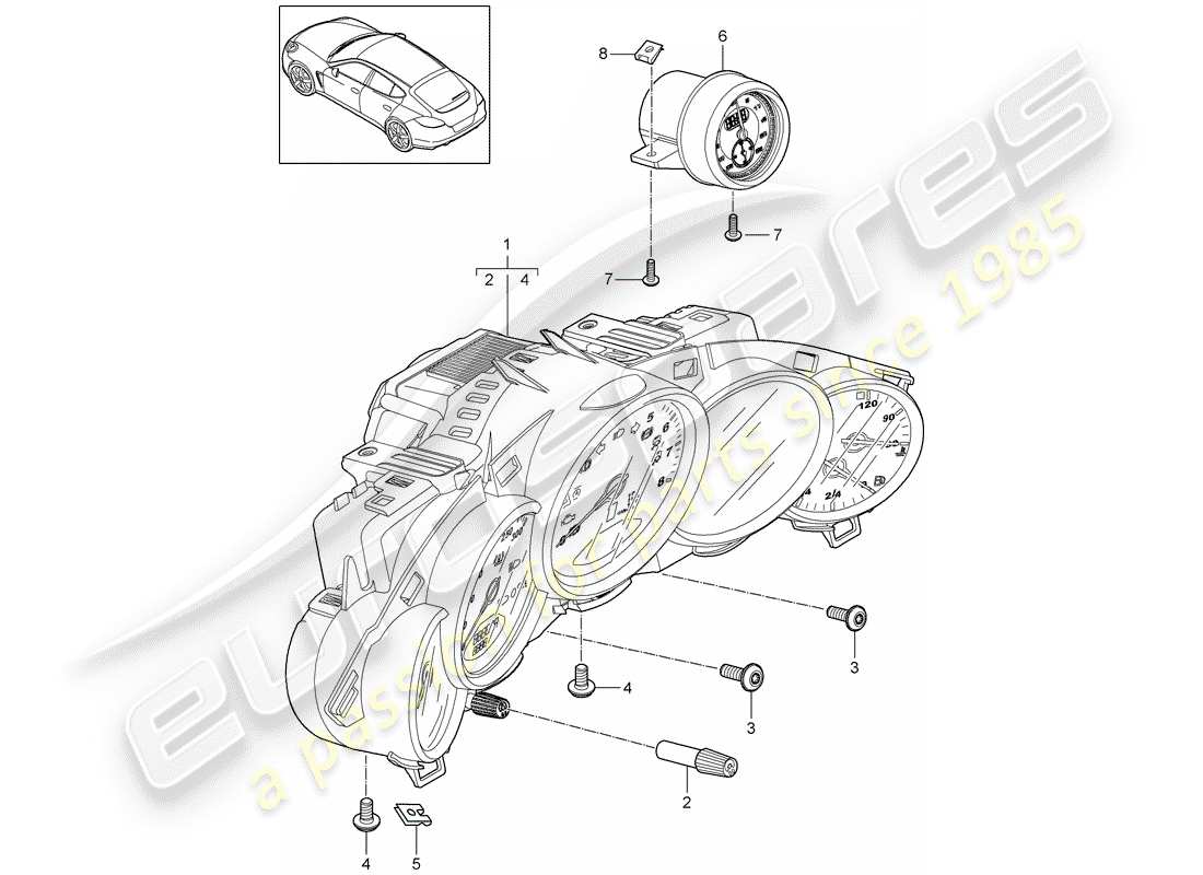 porsche 2014 (panamera 970) instruments schéma des pièces