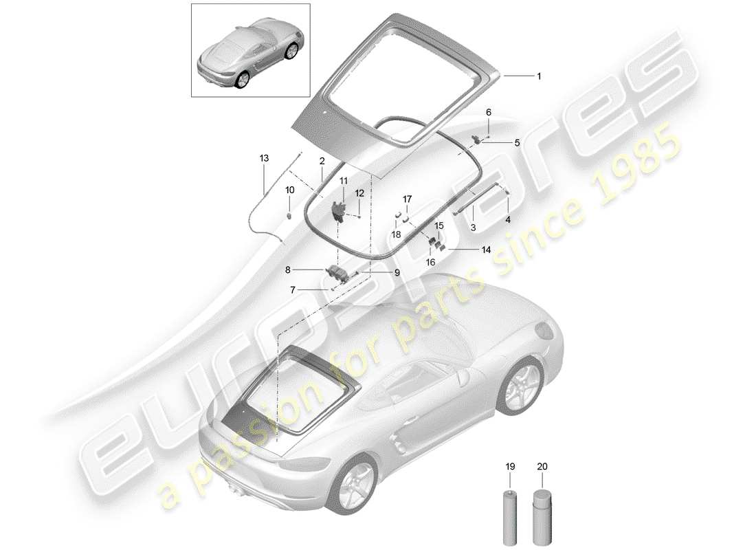 porsche 2018 (718 cayman) couverture diagramme de pièce