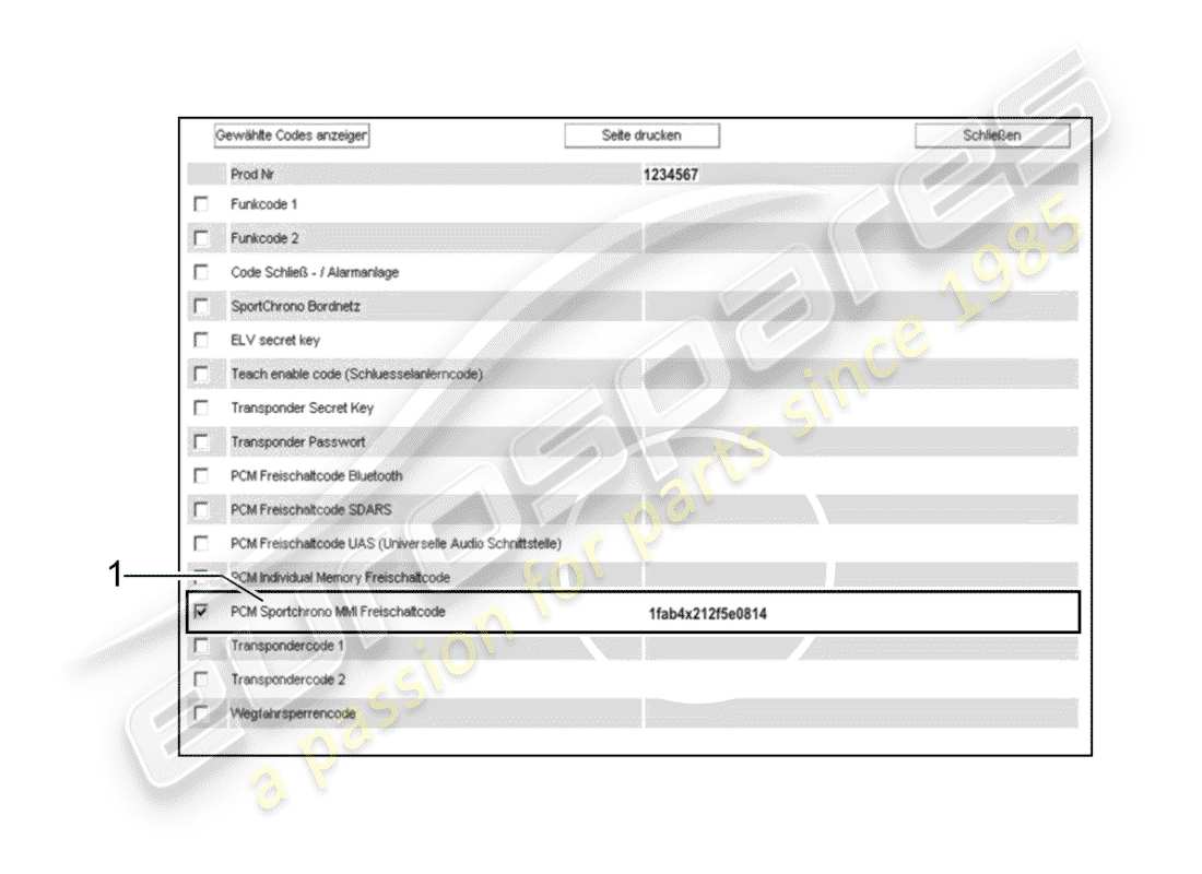 porsche 2001 (tequipment) logiciel schéma des pièces