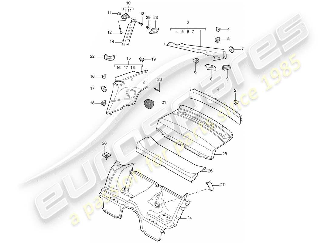 porsche 2011 (997-2) garnitures schéma des pièces