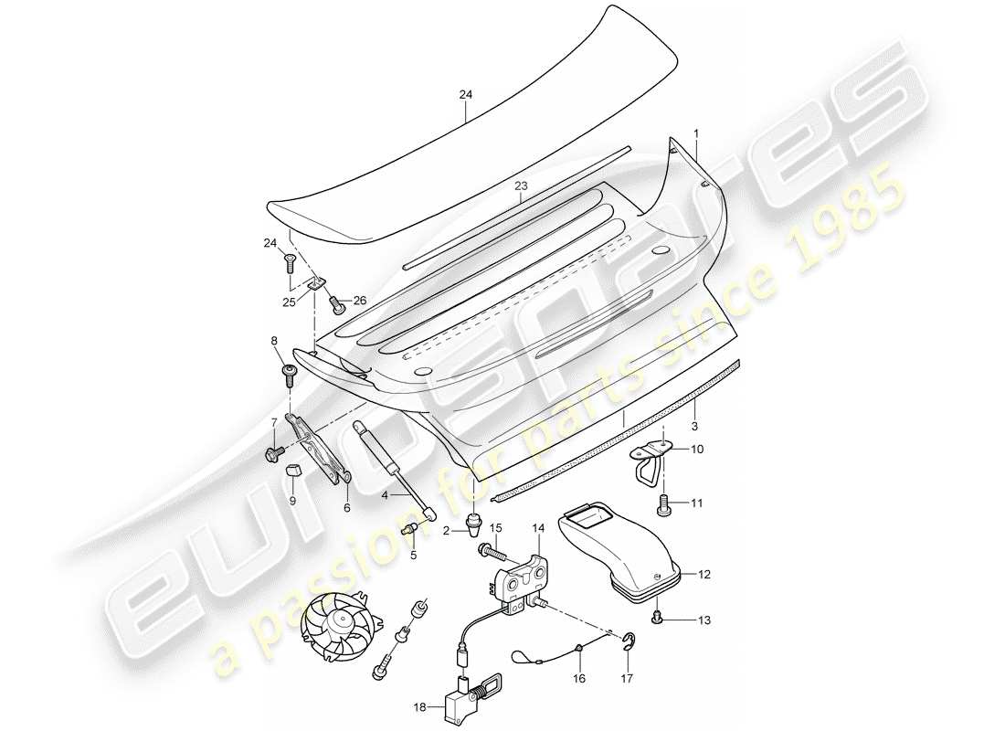 porsche 2008 (997-1 turbo / gt2) couverture schéma des pièces