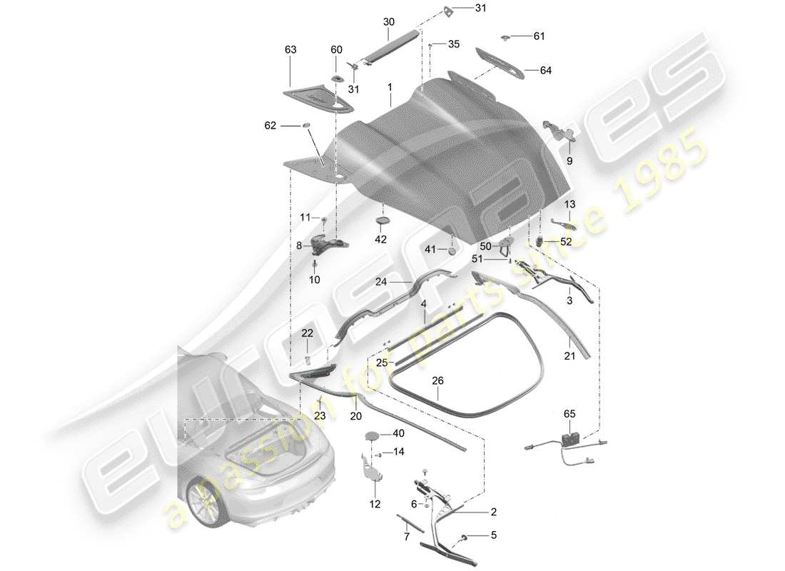 porsche 2016 (981 boxster spyder) couverture schéma des pièces