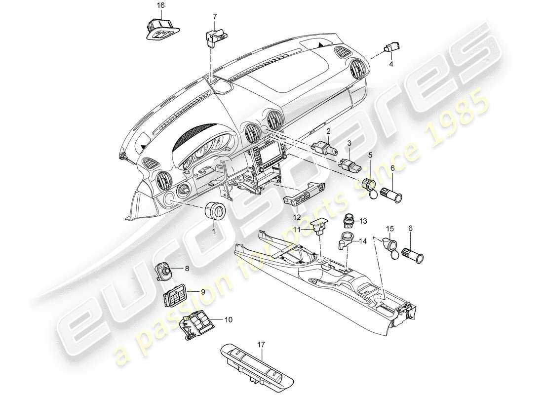 porsche 2007 (987 cayman) schéma des pièces du commutateur