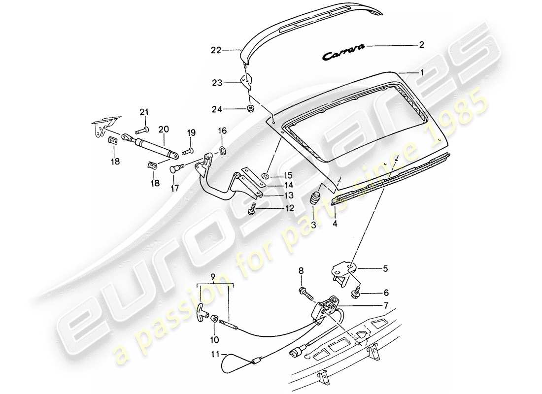 porsche 1998 (993) couverture diagramme de pièce