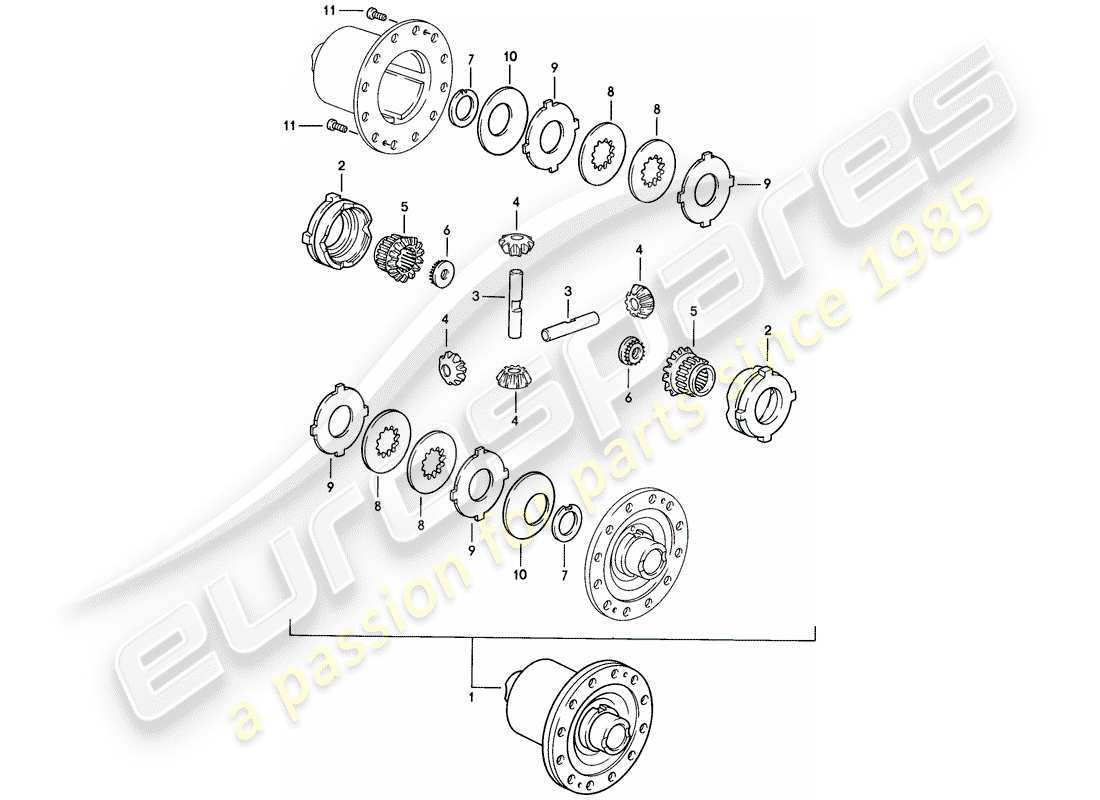 porsche 1983 (928) transmission automatique - différentiel à glissement limité schéma des pièces