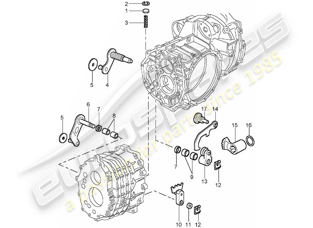 porsche 2003 (996 gt3) dispositif de verrouillage de la commande de changement de vitesse schéma des pièces