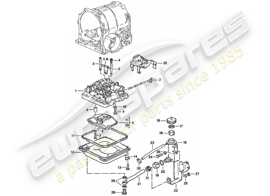 porsche 1983 (928) transmission automatique - corps de soupape - d - mj 1983>> - mj 1983 schéma des pièces