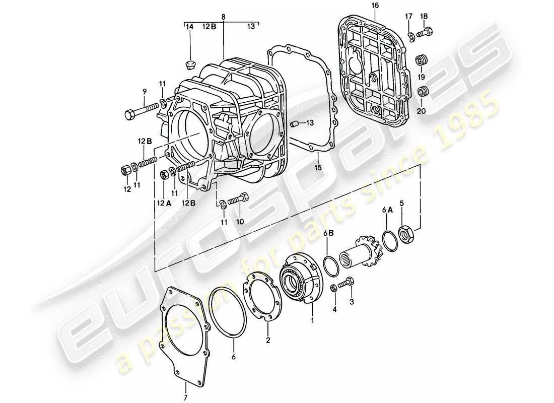 porsche 1985 (928) transmission automatique - différentiel - 1 schéma des pièces