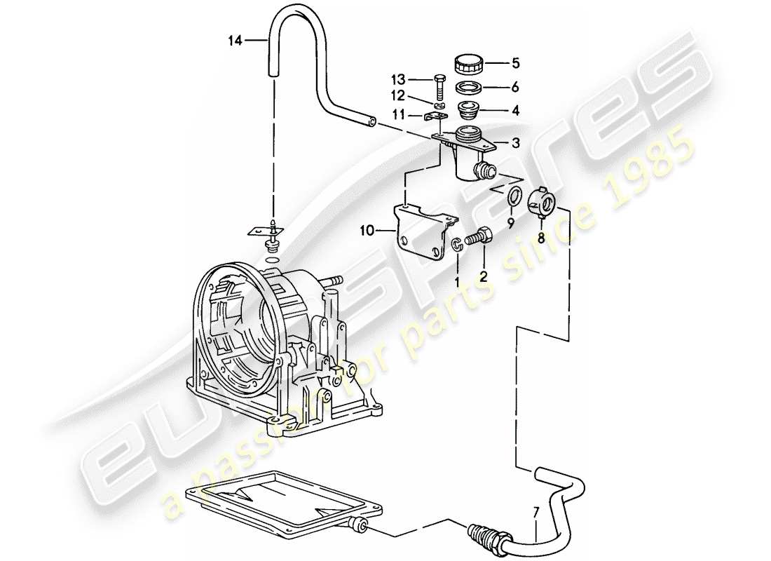 porsche 1988 (944) admission d'huile - transmission automatique schéma des pièces