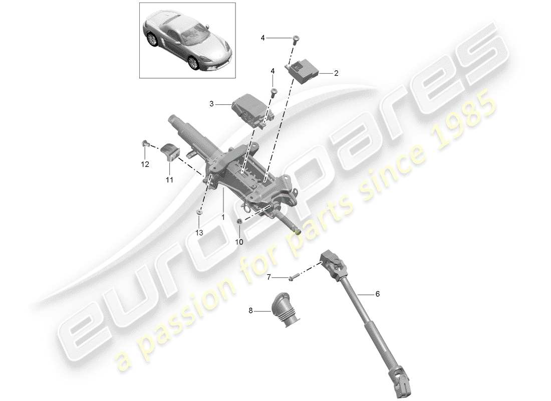 porsche 2019 (718 boxster) colonne de direction schéma des pièces