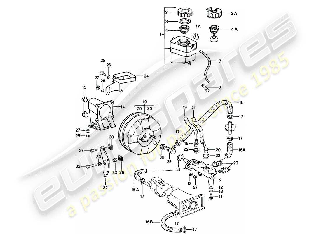 porsche 1981 (911) réservoir pour - liquide de frein schéma des pièces