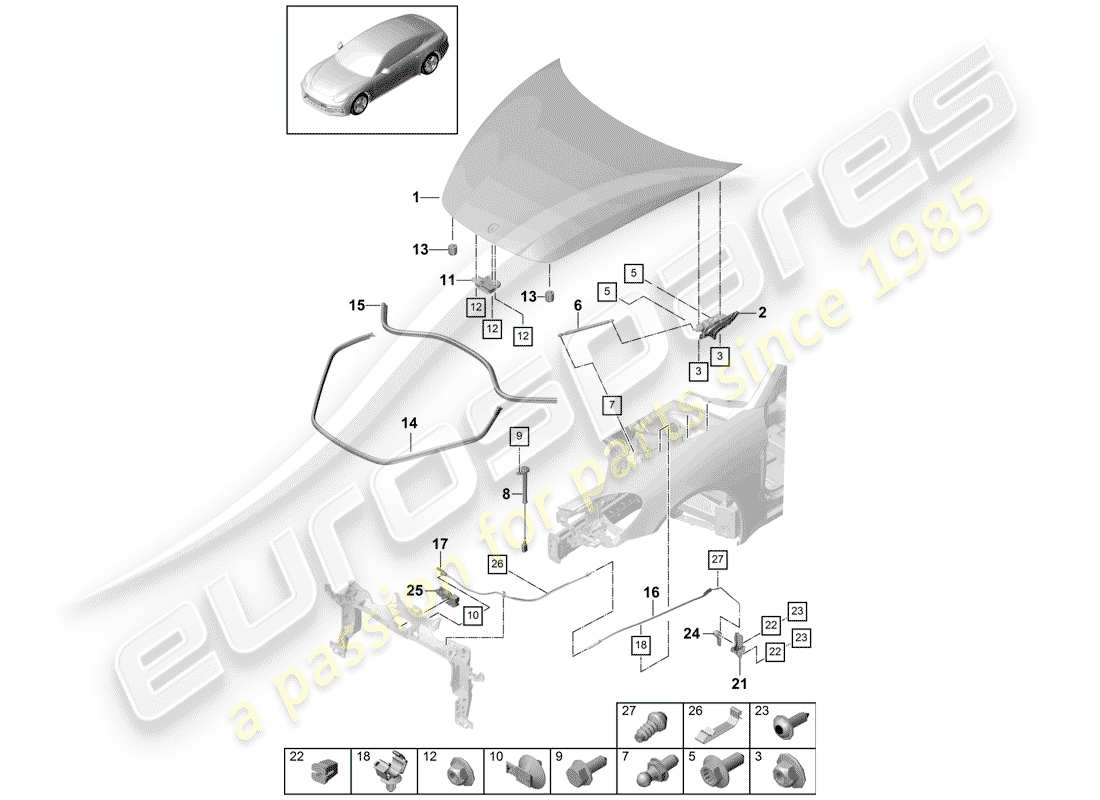 porsche 2017 (panamera 971-1) couverture diagramme de pièce