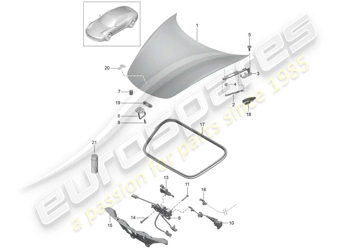 porsche 2014 (991-1) couverture schéma des pièces