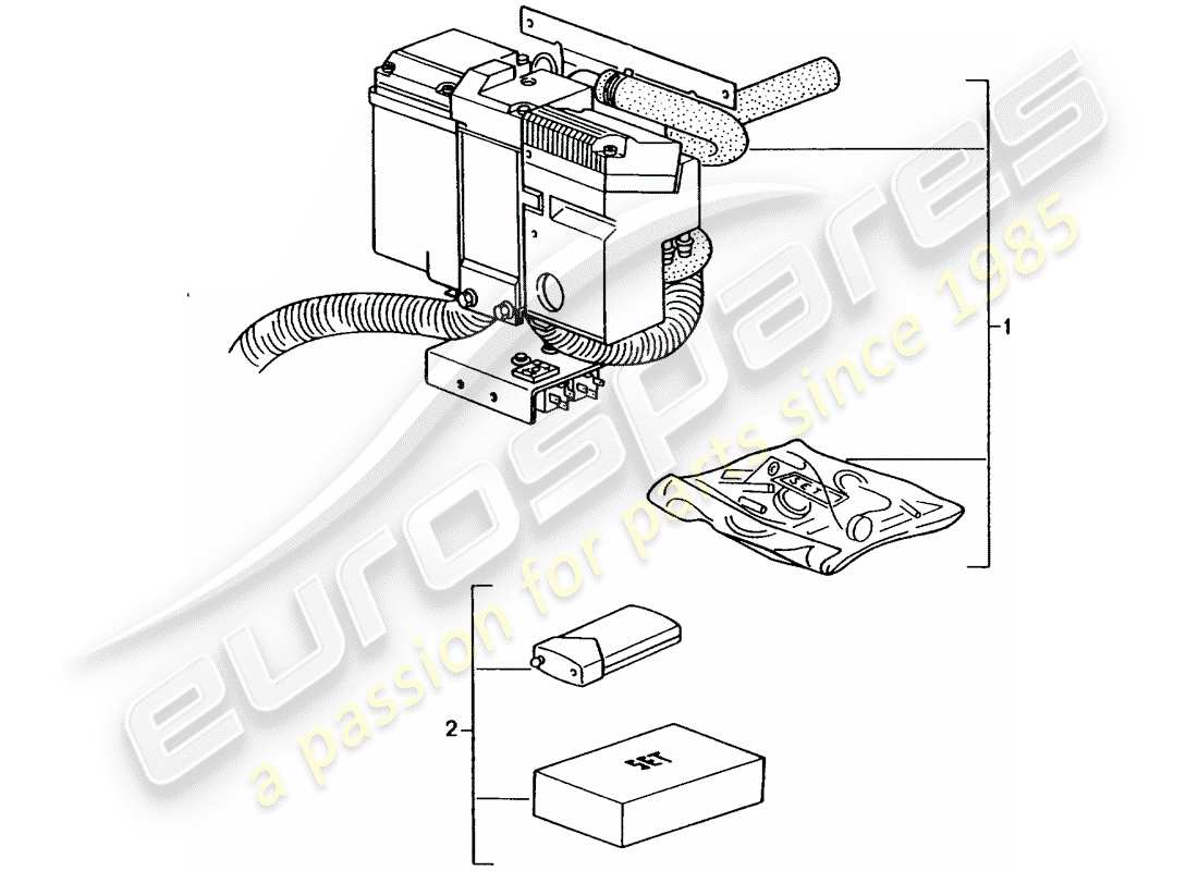 porsche 2002 (tequipment) chauffage en option schéma des pièces