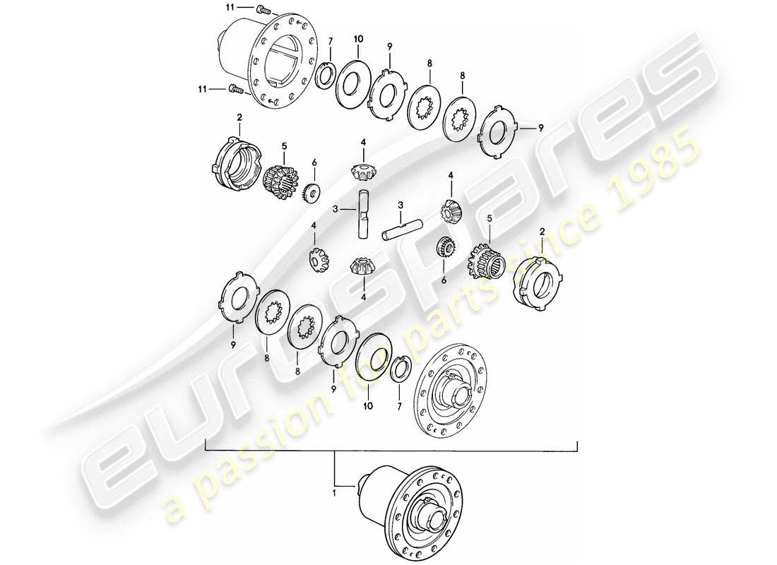 porsche 1983 (928) transmission automatique - différentiel à glissement limité - d - mj 1983>> - mj 1983 schéma des pièces