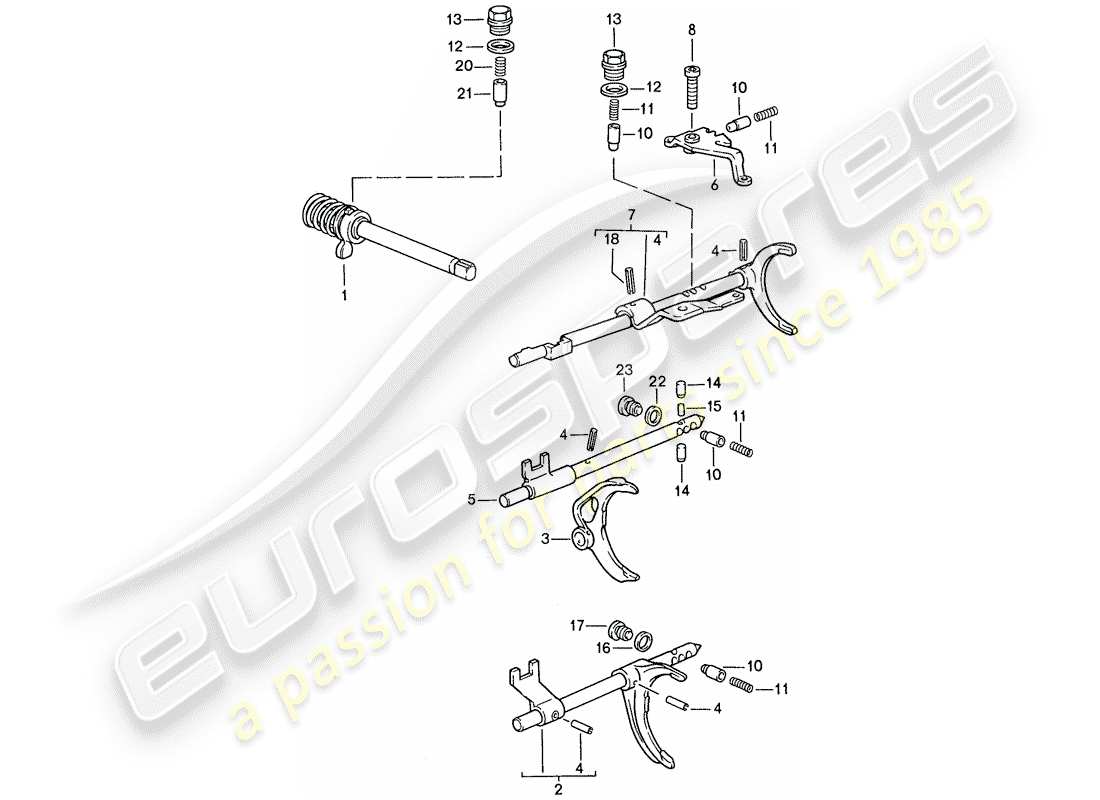 porsche 1991 (944) commande de transmission - pour - boite de vitesses manuelle schéma des pièces