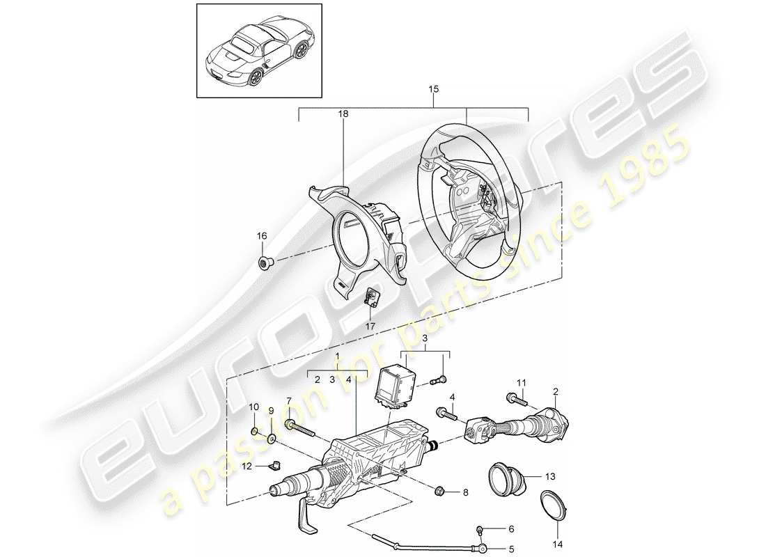 porsche 2011 (987 boxster) tuyau de protection de direction schéma des pièces
