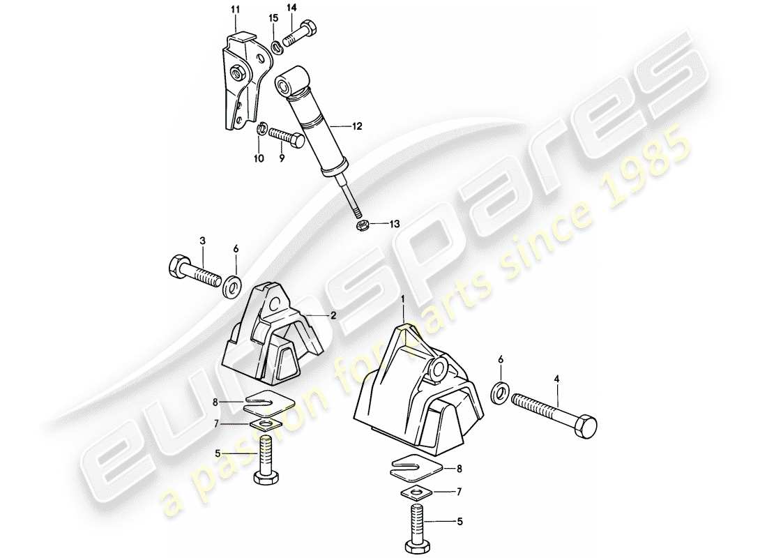 porsche 1982 (928) suspension de transmission - boite de vitesses manuelle schéma des pièces