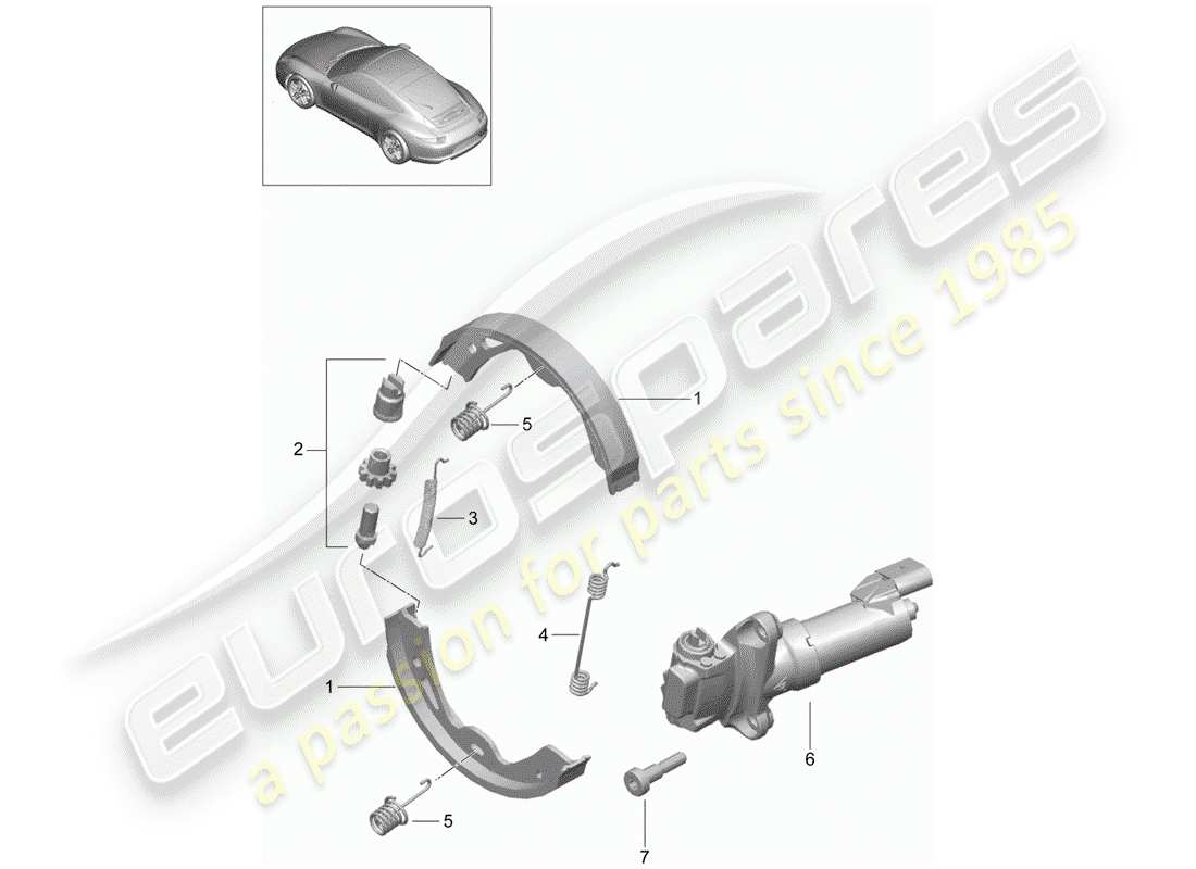 porsche 2013 (991-1) frein de stationnement schéma des pièces